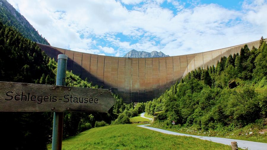 Via Ferrata on Schlegeiss Stausee, a dam wall in Austria