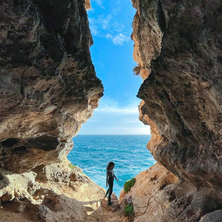 Exploring a cave in Malta
