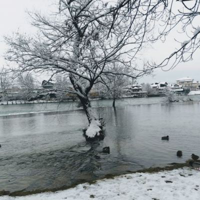 Winter idyll on the river Una - Bihac